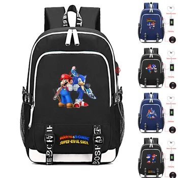 

Anime Super Mario Bro Game USB charging Backpack Students School Bags Bookbags Teenager Laptop Shoulders Bag Men Travel Packbag