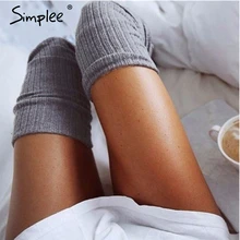 Simplee knitting high knee socks long Sexy stockings female hosiery Casual high socks black 2017 classical winter stockings