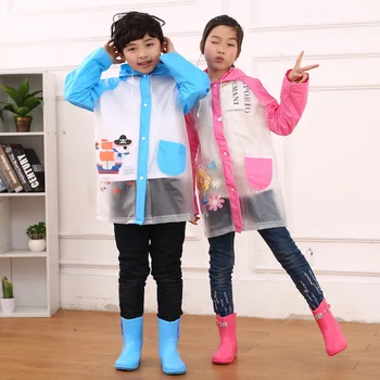 

PVC Children Raincoat Long Windproof Waterproof Student Poncho Cartoon Boys And Girls Raincoat Outdoor Hiking Travel Rain Gear