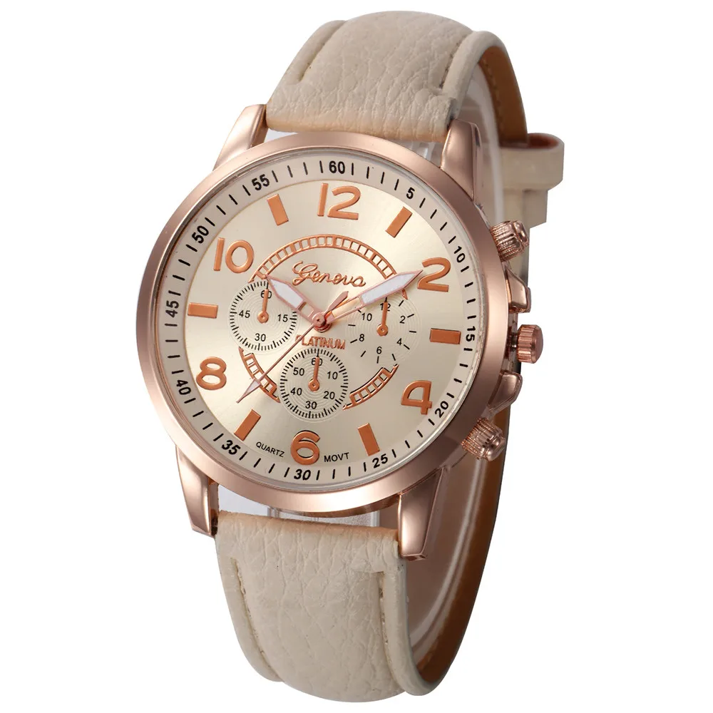 Geneva Montres женские часы кожаные Кварцевые аналоговые наручные часы-браслет горячая