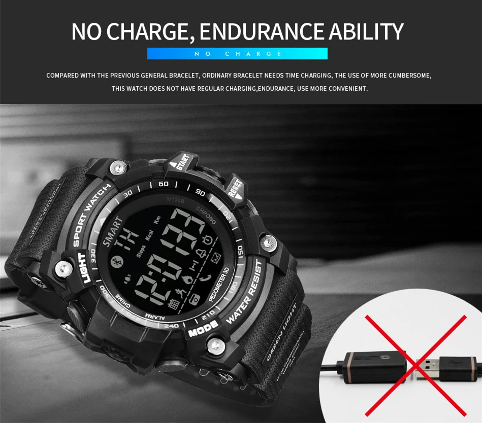 GIMTO Sports Mens Smart Watch Men Pedometer Calories Waterproof Smartwatch Electronic Wrist Watches For Men Digital Bluetooth