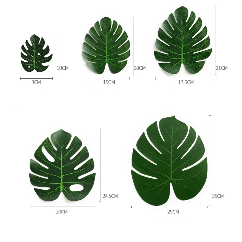 Тропические Зеленые растения Monstera большие искусственные Пальмовые Листья