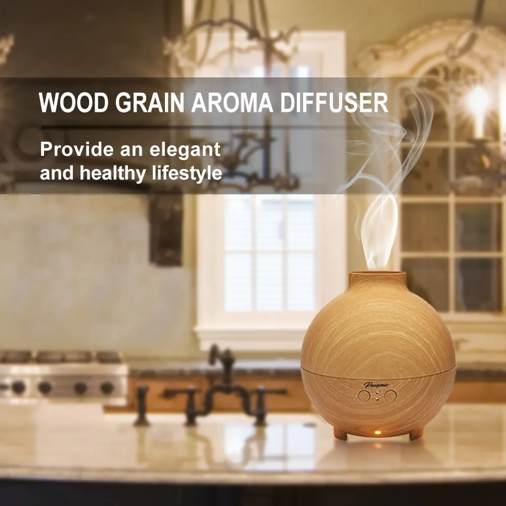

600ML Aromatherapy Ultrasonic Air Humidifier Aroma Essential Oil Diffuser Wood grain Warm light Cool Mist Maker For Office Home