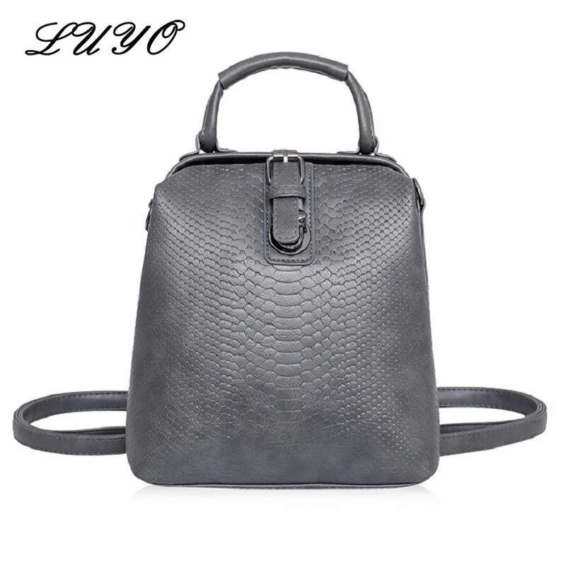 Luyo European Fashion Crocodile Women Feminine Small Backpack Female HASP Belt Bags PU Leather Rucksacks For
