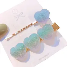 2 шт милые сердечки мягкие конфетные заколки для волос заколки женские украшения для волос X4YA