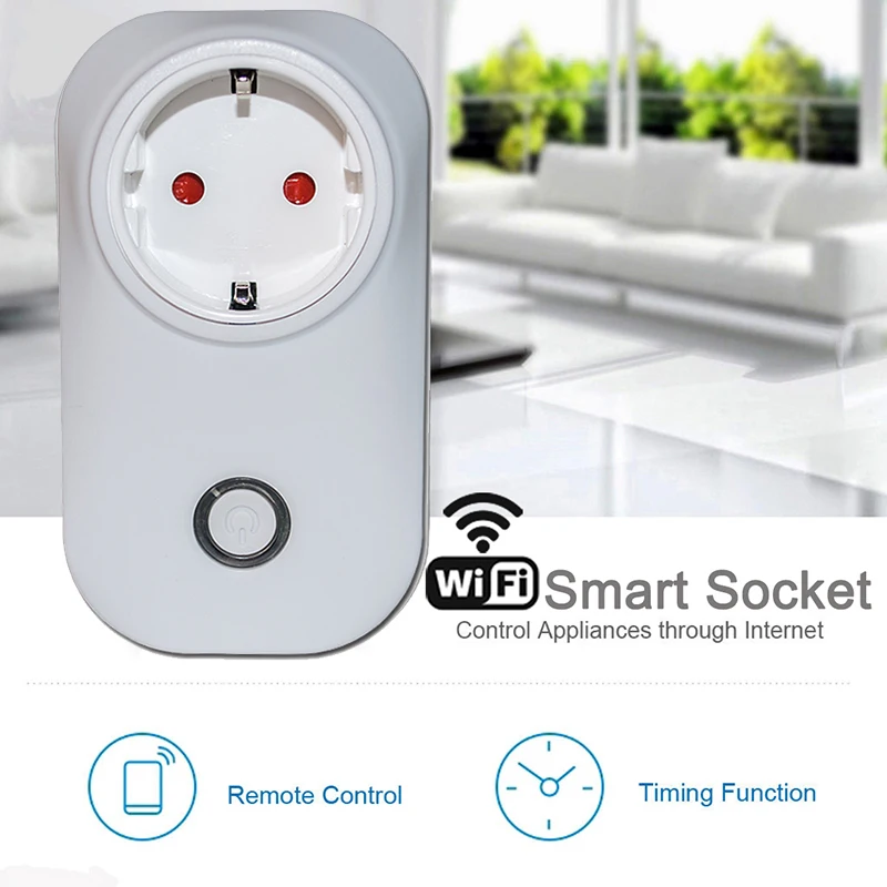 

CHOIFOO Wifi Smart Socket Smart Home Wireless Remote Control Timer Socket EU US UK CN 10A 2200W Wifi Power Supply Plug