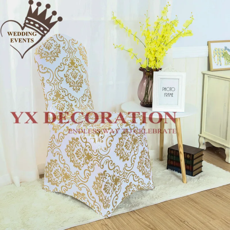 New Design Bronzing Coated Lycra Spandex Chair Cover Stretch Metalic Covers For Wedding Event Decoration | Дом и сад