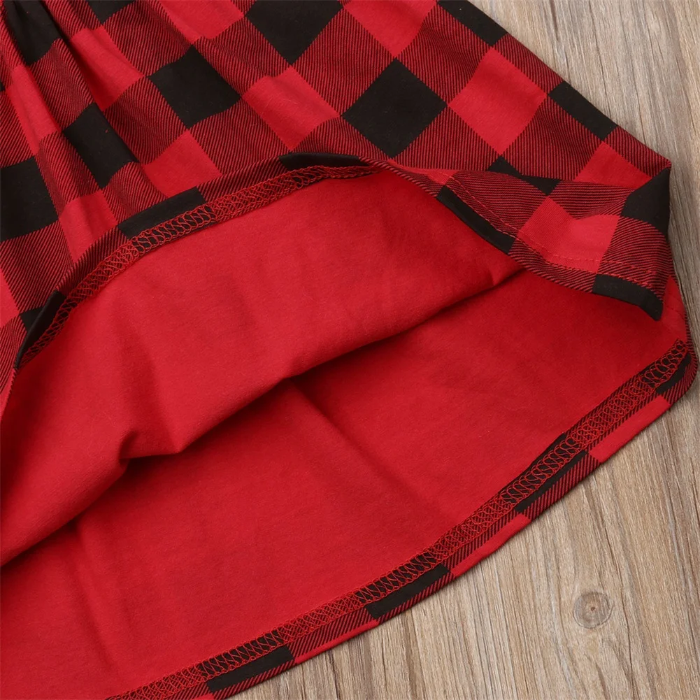 Эксклюзивная Рождественская красная клетчатая юбка на бретелях для новорожденных девочек, комплект одежды 1-6Y