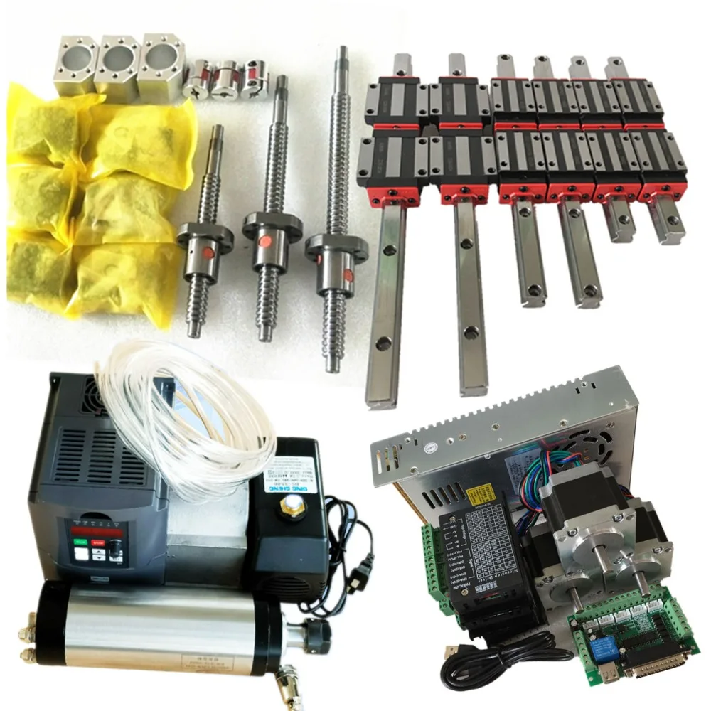 

12 HBH20CA Square Linear guide sets + 4 x SFU605-250/600/1000/1000mm Ballscrew sets +1.5KW SPINDLE MOTOR+ NEMA 23stepper motor