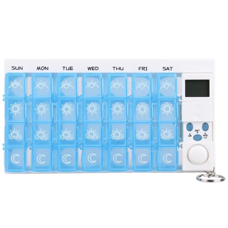 

Portable Travel 7 Days Daily Digital Pill Reminder Splitter Pill Case Timer Alarm Electronic Medicine Case Medicine Storage Box