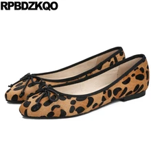 Estampado de leopardo chino de gran tamaño lazo elegante puntiagudo dedo del pie bailarinas plegables vintage 2019 zapatos de diseñador bailarina mujeres slip on