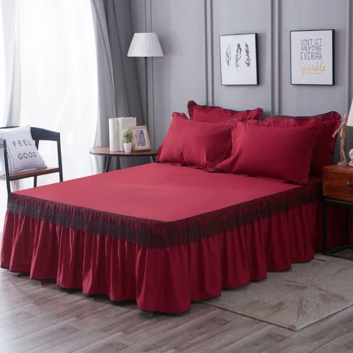 Одноцветная кровать юбка полиэстер/хлопок удобный мягкий дышащий разноцветный покрывало 150x200/180x200/200x220 см свадебный подарок