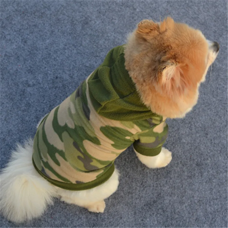 1 шт. Щенок Cat теплая одежда с капюшоном Теплый мягкий свитер вязаный костюм пальто одежда камуфляж Прекрасный Одежда для домашних животных