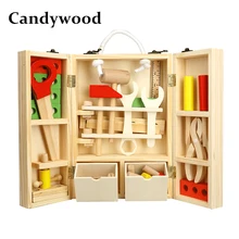 Candywood деревянный ящик для инструментов деревянный 3D пазл набор инструментов сервис моделирования Игрушки для маленьких детей развивающие игрушки мальчик подарочная коробка для инструментов игрушка