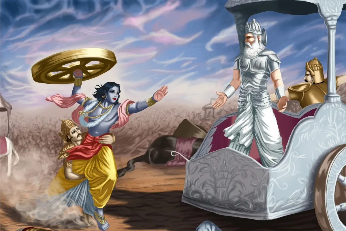 

lord Krishna and Bhishma Pitamah PYS49 canvas fabric poster custom print (frame available) wall decor room decor home decoration