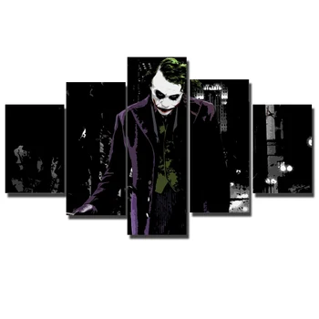 

High quality Printed picture Joker painting printed on canvas 5 panels / set for wall decoration Canvas art print posters