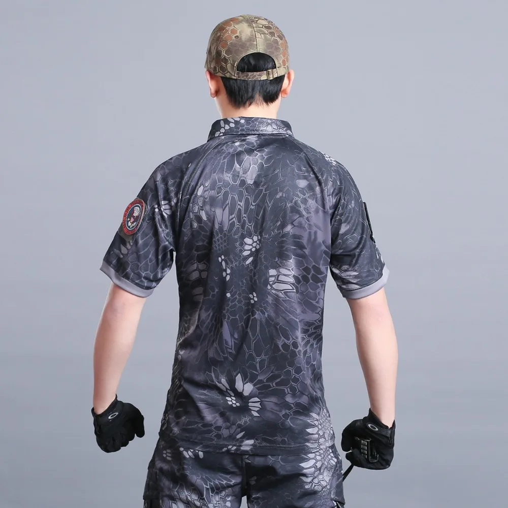 Тактическая рубашка поло мужская летняя с коротким рукавом армейская камуфляжная Военная Мужская s рубашка поло дышащая быстросохнущая рубашка поло с карманом на руку