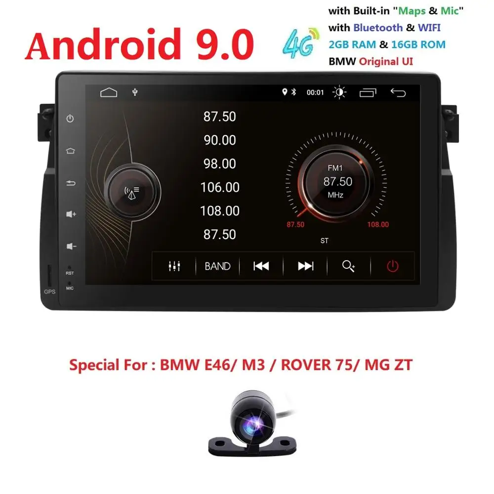 " экран Android 9 Автомагнитола для BMW E46 M3 318i 320i 325i с MirrorLink без DVD Авто Мультимедиа Стерео Navi RDS DVR SWC BT SD