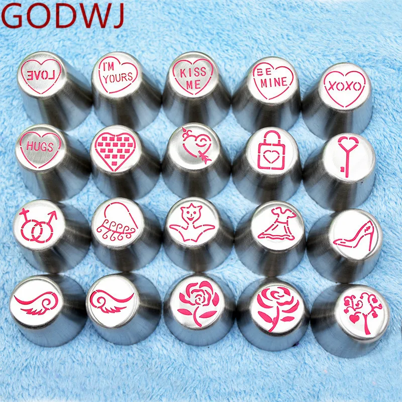 

GODWJ Cake Nozzles DIY New Arrival 21pcs Russian Stainless Steel Piping Icing Decorating Tips Set Pastry Tips Set Cake Nozzles
