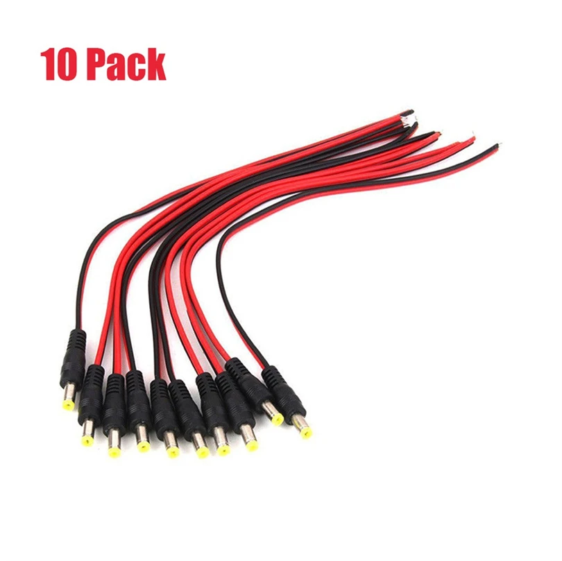 

10pcs CCTV 2.1MM x 5.5MM Power Female+Male Cable Plug Connector Cable for CCTV LED Lighting 12V DC Power Pigtail Cable S30