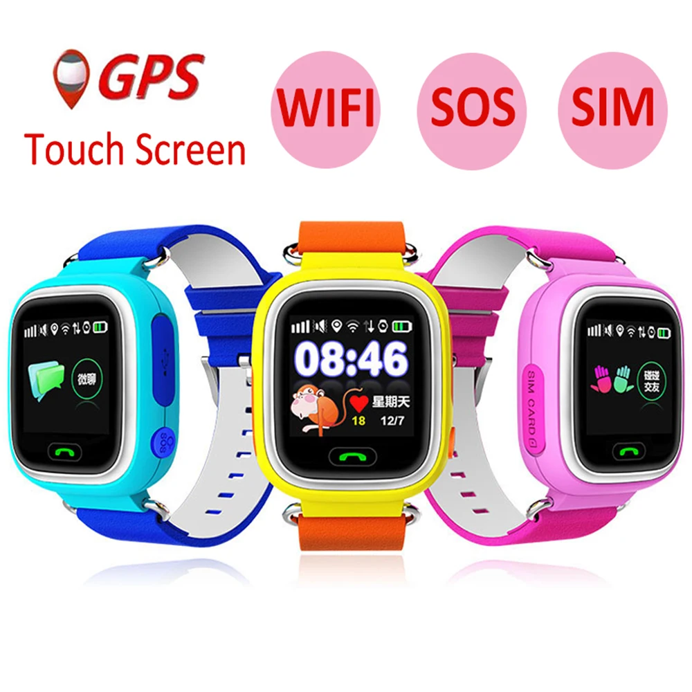 Цена Детские font b gps b font умные часы Q90 Wifi сенсорный экран Детские умные часы SOS расположение вызова для детей безопасный анти потеря монитор PK Q50 Q528 Q80