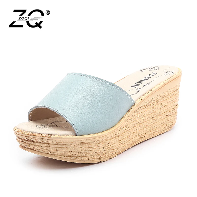 platform thick heel casual slippers