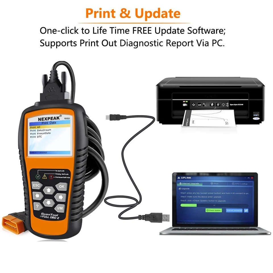 NEXPEAK NX501 OBD2 автомобильной сканер автомобиля диагностический инструмент