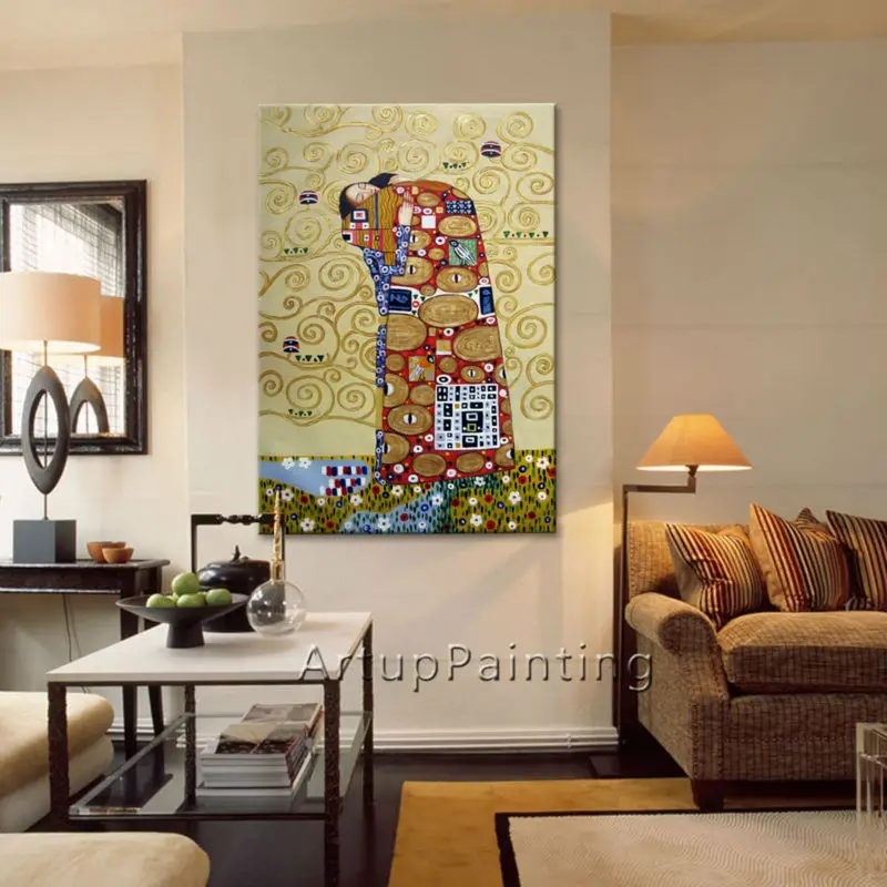 Gustav Klimt картина маслом на холсте Ручная роспись поцелуй картины для гостиной