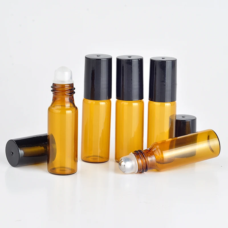 

3ml 5ml 10ml (1/3oz) amber Glass Roll On Essential Oils Bottle Vial + Stainless Steel Roller Ball BY DHL Shipping 300pcs/lot