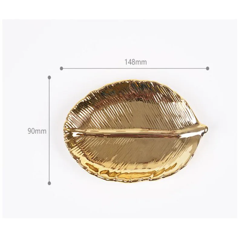Керамическая тарелка золото блюдо в виде листа посуда фарфор конфеты блюдо с узорами поднос для фруктов тарелка для хранения посуда домашний декор