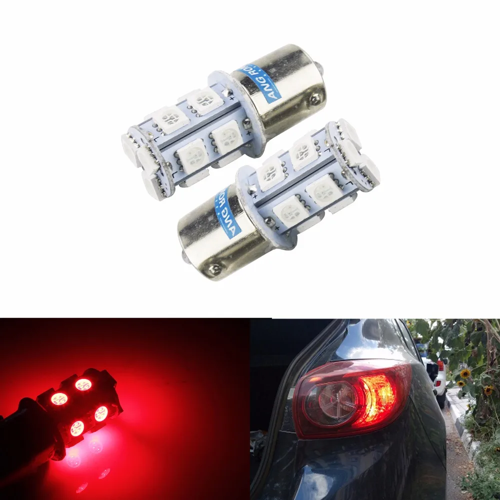 

ANGRONG 2pcs Auto 1156 BA15S P21W 13 SMD 5050 LED Brake Tail Turn Signal Light Bulb Red DC 12V Backup Reverse Parking Lamp