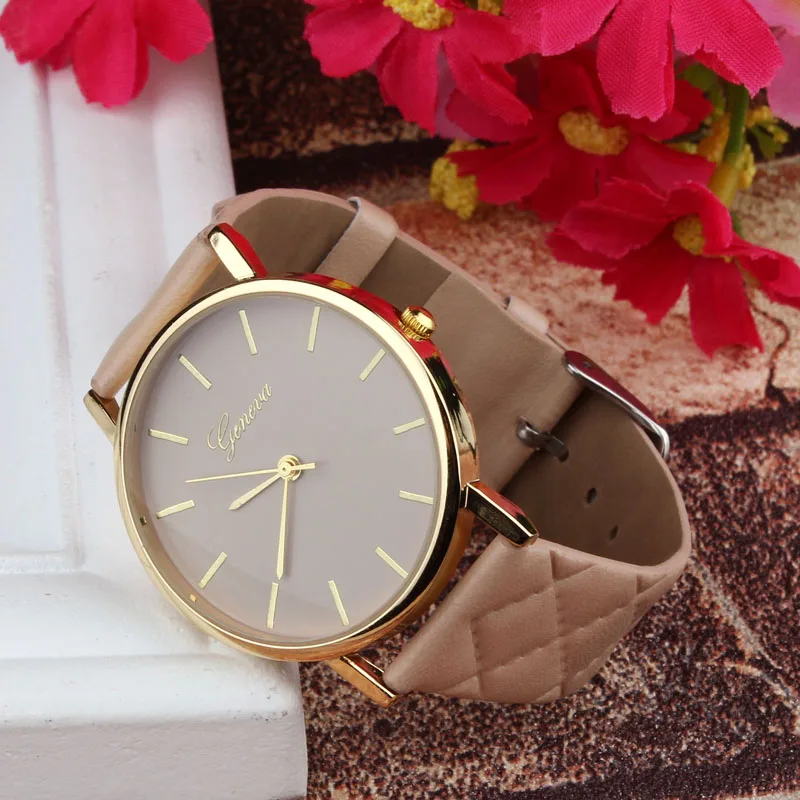 Women's Watches Watch reloj mujer Clock zegarek damski Unisex Casual Geneva Checkers Faux Leather Quartz Analog zegarek damski