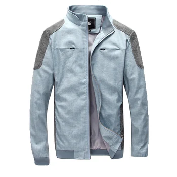 

Spring and autumn top quality cool linen collar zipper casual jacket men large size fashion Slim mens jacket and coat