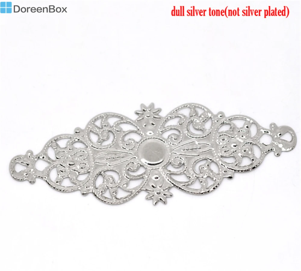 

Doreen Box Lovely 50 Silver Tone Flower Wraps Connector 6.1x2.4cm (B14765)