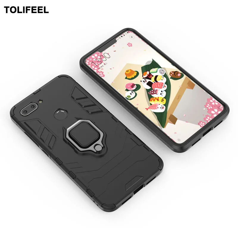 For Xiaomi Mi 8 Lite Case Mi8 SE Cover Robot Armor Phone Back Magnetic Finger Ring Holder |