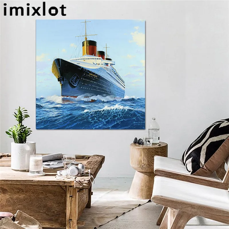 Imixlot океан Круизный корабль холст живопись настенные художественные украшения