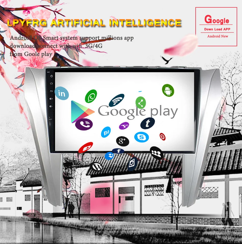 Cheap HD IPS 1024*600 Android 9.0 4G RAM car audio a/v multimedia gps navi system For toyota camry 2015 2016-19 3/4g wifi rds dab dvr 4