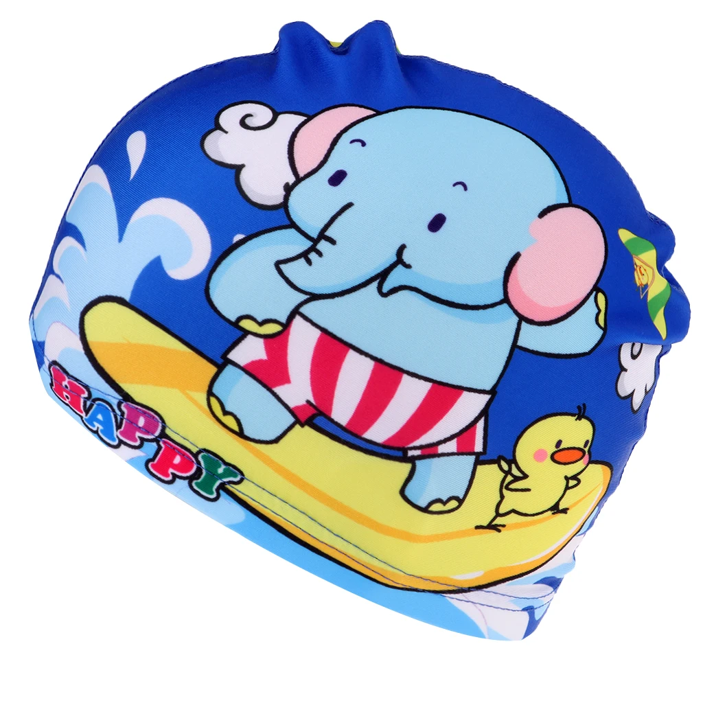 Girl Boy Cartoon Swimming Hat UV Protection Quick-Dry Swim Pool Caps with Cute Girls Elephant Print Kids Watersports Bath Beach