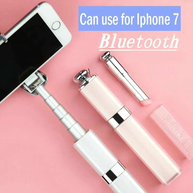 Bluetooth беспроводная селфи палка модная губная помада обнаженная дизайн для iPhone 7/7