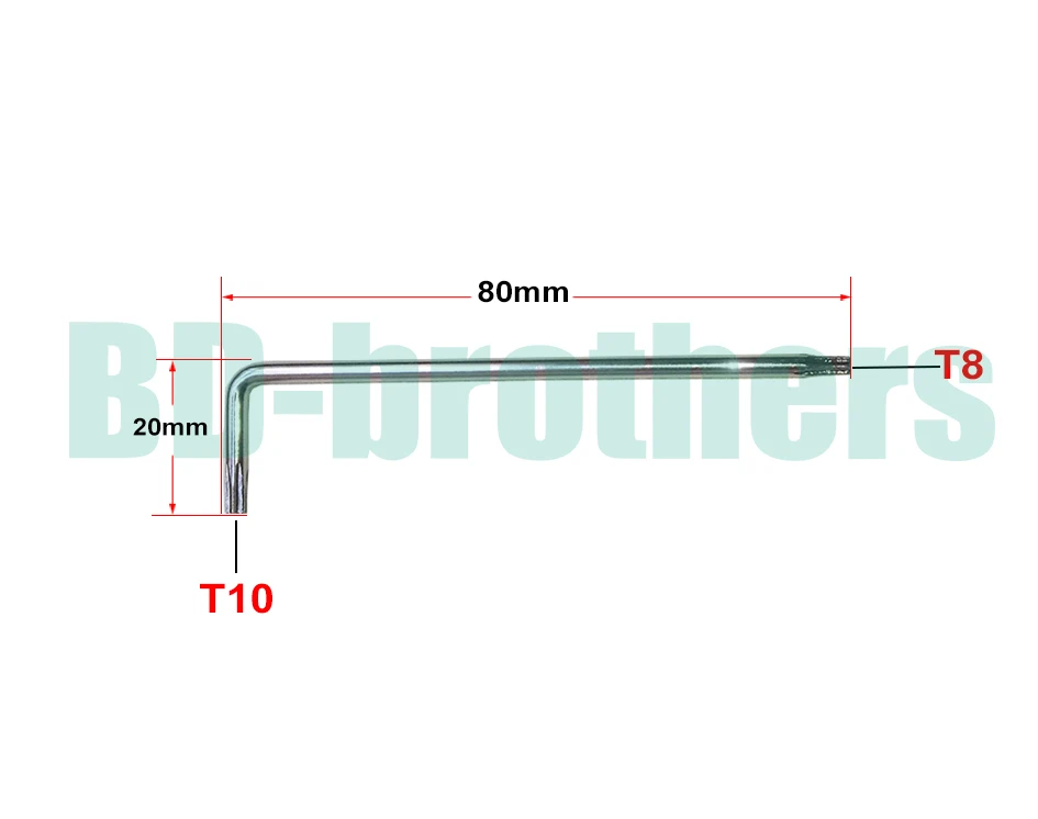 3,0x20x80 мм Torx T8-T10 L ключ T8 T10 с отверстием 45# стальная отвертка 500 шт./лот