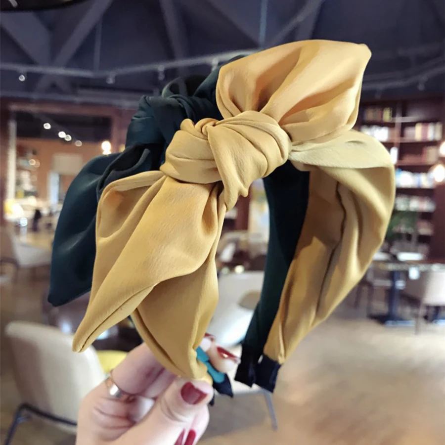 Haimeikang Hairband кроличьи уши ткань лук ободок девушки женщины волосы обруч ленты аксессуары для повязки на голову для Девочки Головные уборы