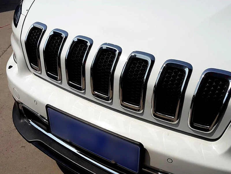 

For Jeep Cherokee 2014 2015 front center grille grill trim 7pcs Car Exterior Accessories Car-styling