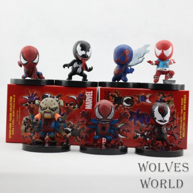 

Spider man spiderman 6 Types +1 Secret Set Figure Collection Toy Loose SPM104