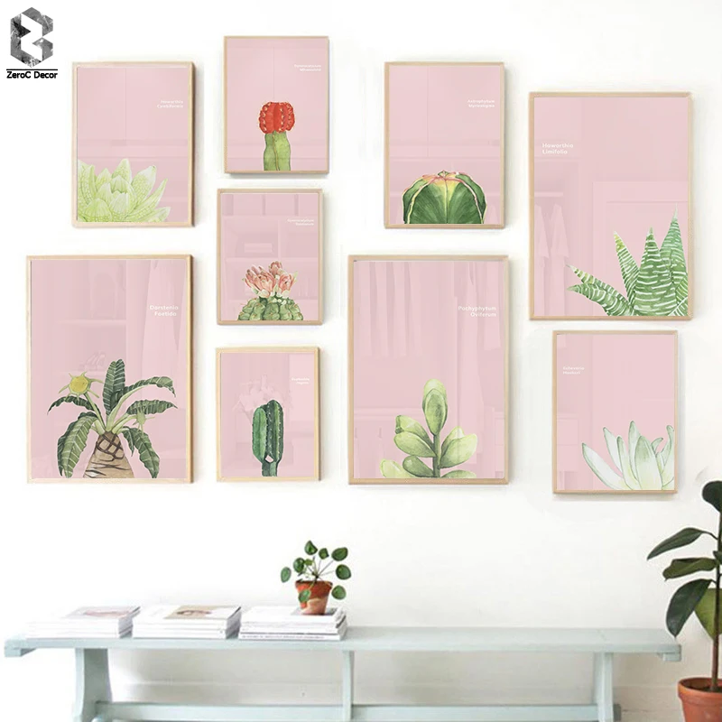 

Watercolor Cactus Succulent Poster Kinderkamer Wall Art Prints Pink Canvas Painting Wall Picture for Girls Bedroom Decor