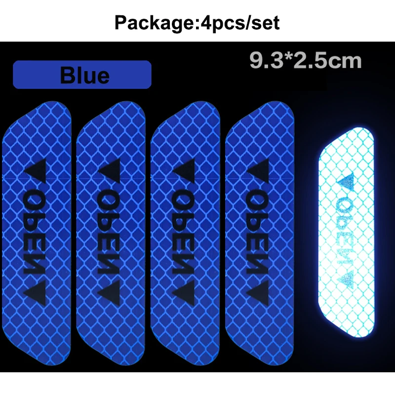 4 шт./компл. Автомобиль открыть светоотрающей полосой Предупреждение отражающая открытая уведомления велосипедные аксессуары наружные двери автомобиля наклейки "сделай сам"
