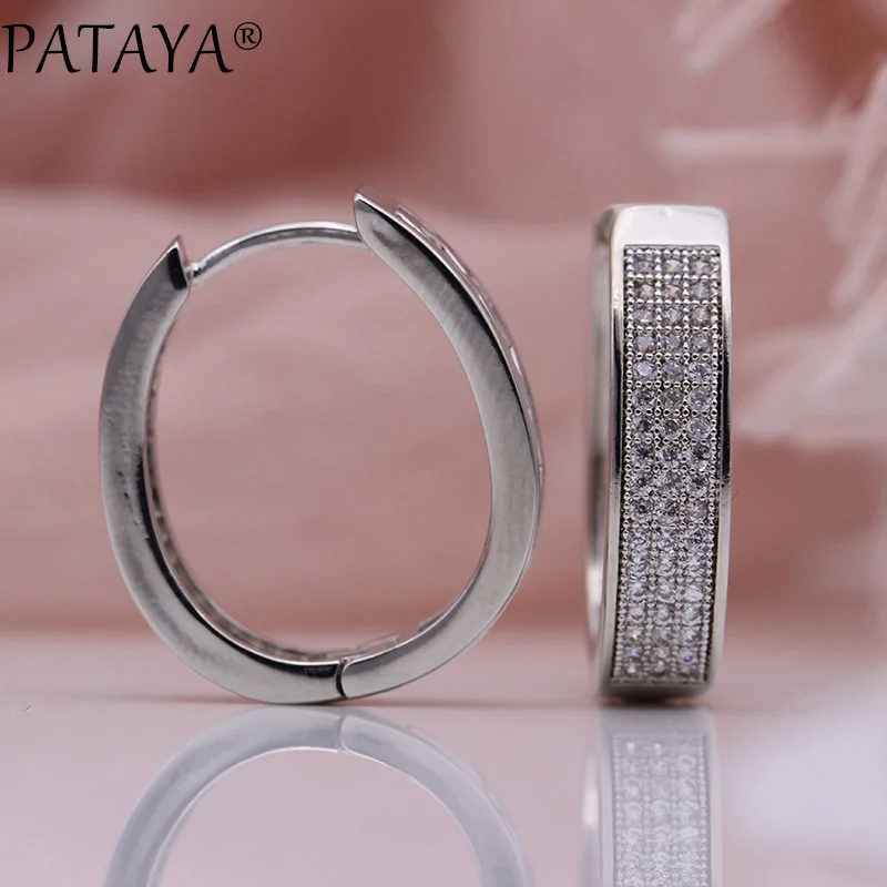 Серьги PATAYA круглые овальные серьги с большим кольцом белые золотые женские