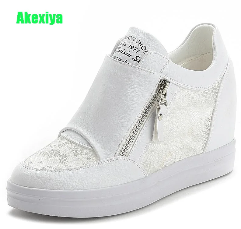 

Akexiya 2019 Fashion Platform Wedges Women's Sneakers Summer High Quality Mesh Lace Breathable Women Trainers Casual Shoes