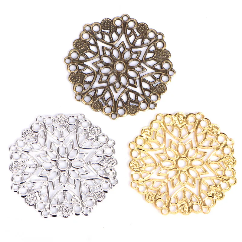 50Pcs/bag DIY Ear Stud Pin Filigree Flower Wraps Connectors For Jewelry Making Accessories | Украшения и аксессуары
