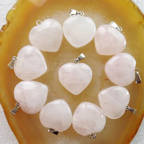 10 шт. подвеска в виде сердца из розового кварца 22x20x6 мм|rose quartz heart pendant|quartz pendantrose |