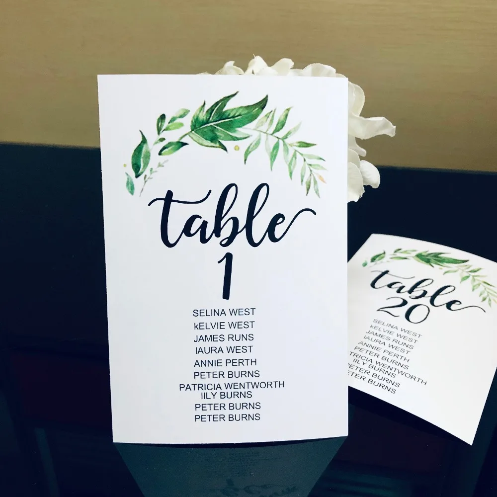  10 Personalized Wedding place card table names numbers signs with guest name Invitation - 32958021573